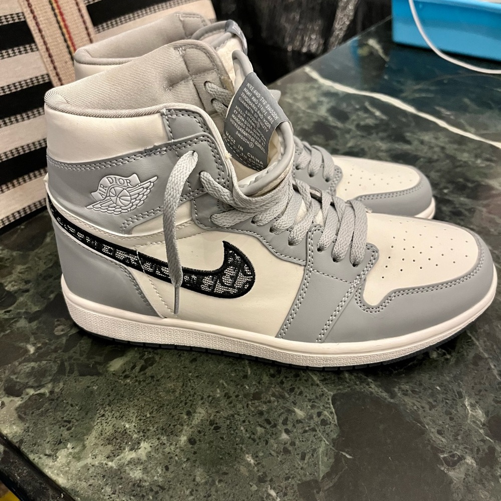 Jordan Gray and White Sneakers